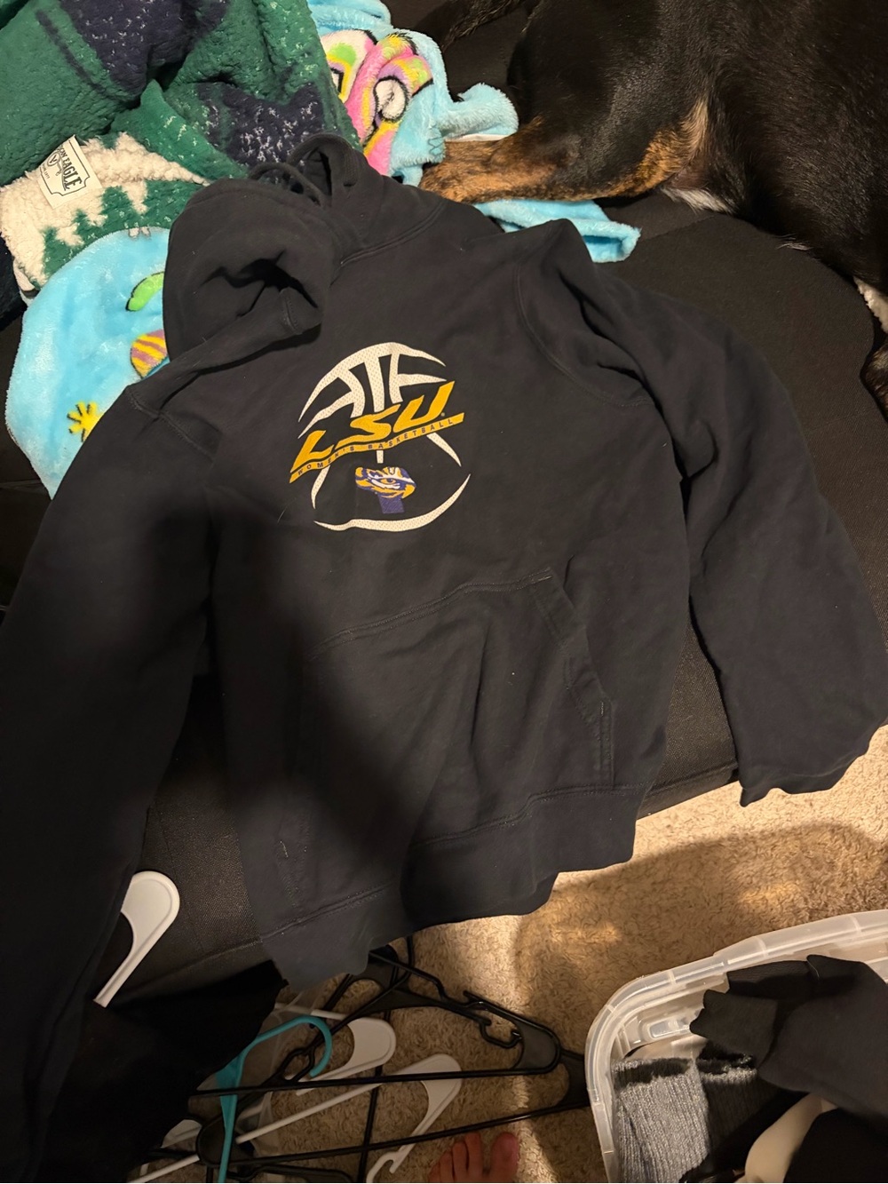 & Other Stories Black Utility Hoodie with Yellow Graphic
